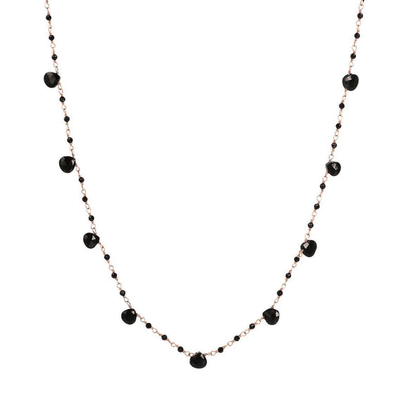 Bronzallure Variegata Rosary Necklace with Natural Black Spinel Stone WSBZ01554.BS