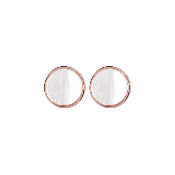 Bronzallure Alba Stone Small Disc Lobe Earrings White Mother of Pearl WSBZ00985.WM