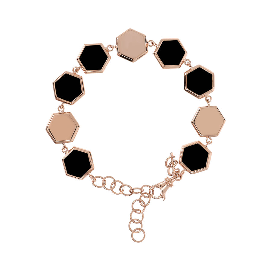 Bronzallure Alba Multi Hexagonal Bracelet Black Onyx WSBZ01884.BO