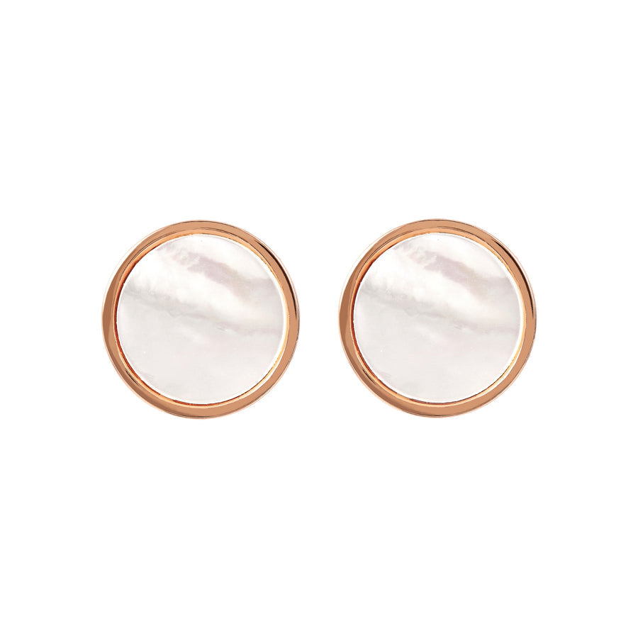 Bronzallure Alba Stone Disc Lobe Earrings White Mother of Pearl WSBZ00854.WM
