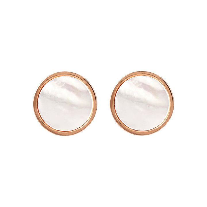 Bronzallure Alba Stone Disc Lobe Earrings White Mother of Pearl WSBZ00854.WM