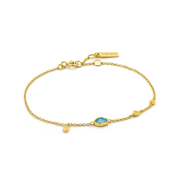 Ania Haie Mineral Glow Turquoise Discs Bracelet Gold B014-01G
