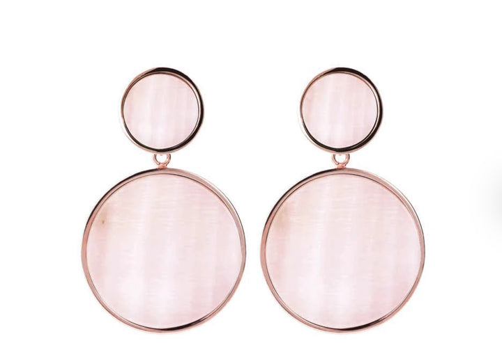 Bronzallure Alba Stone Double Disc Drop Earrings Pink Mother of Pearl WSBZ00938.PM