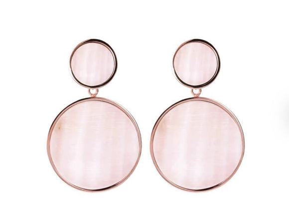 Bronzallure Alba Stone Double Disc Drop Earrings Pink Mother of Pearl WSBZ00938.PM