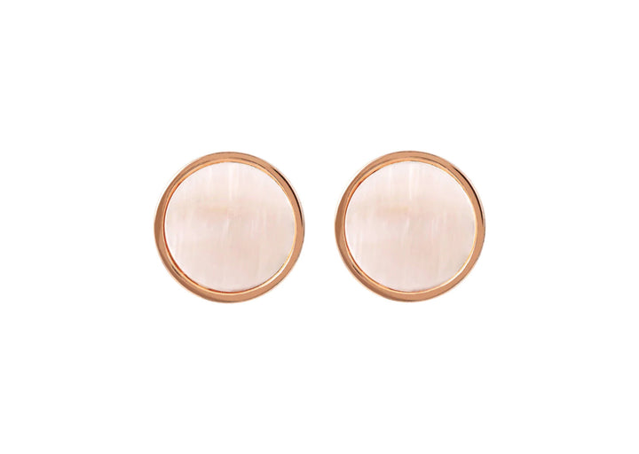 Bronzallure Alba Stone Disc Lobe Earrings Pink Mother of Pearl WSBZ00854.PM