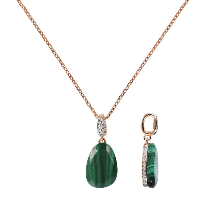 Bronzallure Preziosa Necklace with Natural Malachite Stone and Cubic Zirconia WSBZ01647.GM