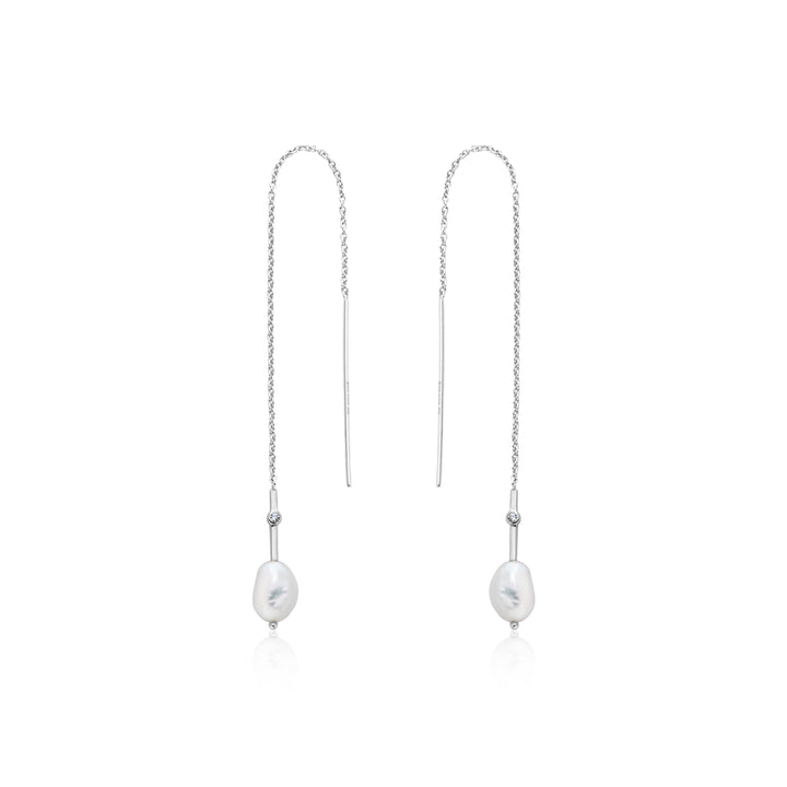 Ania Haie Pearl of Wisdom Pearl Threader Earrings Silver E019-01H