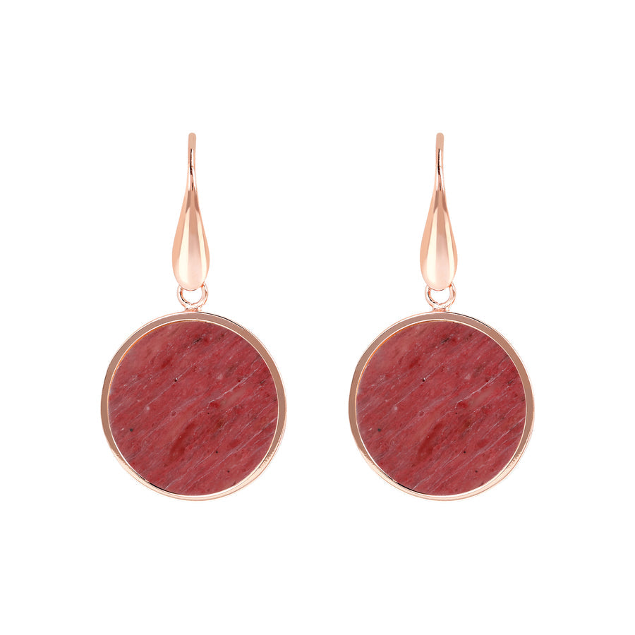 Bronzallure Alba Stone Mini Disc Earrings Red Fossil Wood WSBZ00712.RDW