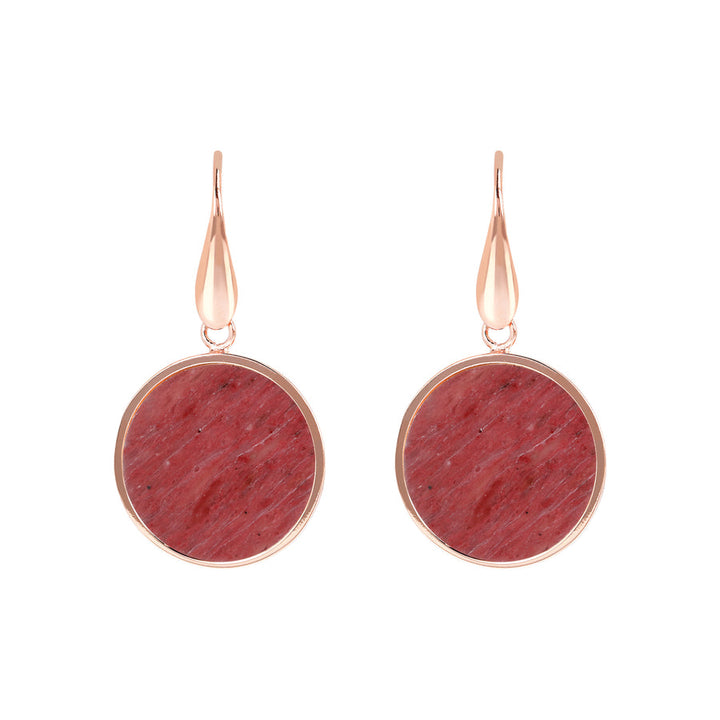 Bronzallure Alba Stone Mini Disc Earrings Red Fossil Wood WSBZ00712.RDW