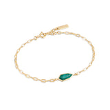 Ania Haie Gold Malachite Emblem Chain 16.5-18.5cm Bracelet B042-01G-M