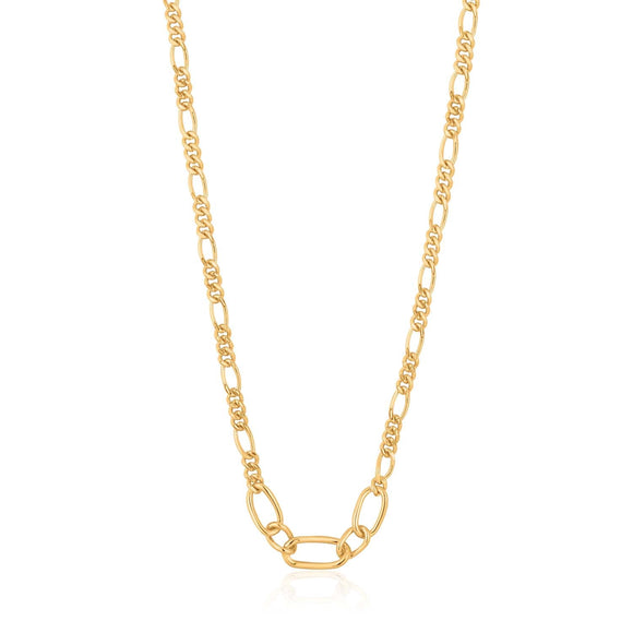 Ania Haie Chain Reaction Figaro Chain Necklace Gold N021-03G