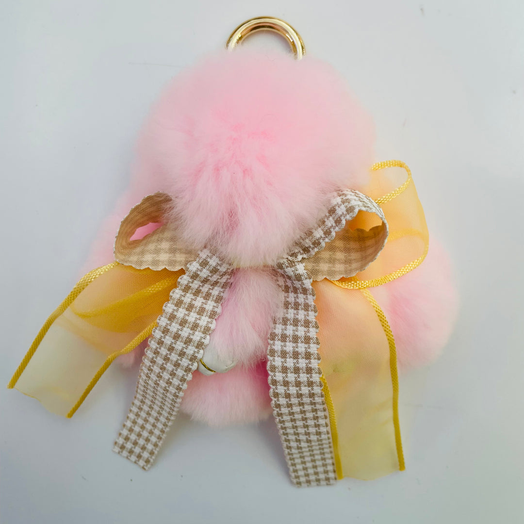 7-Degrees Accessories Plush Bunny with Ribbon Keyring and Bag Charm - 7CKRBNRB