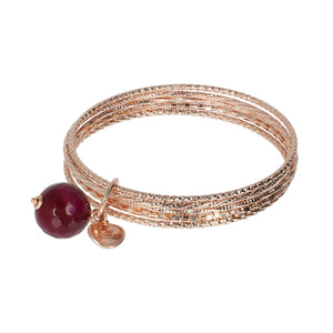 Bronzallure Variegata Round Natural Plum Agate Stone Slip-On Bracelet WSBZ01386.PA