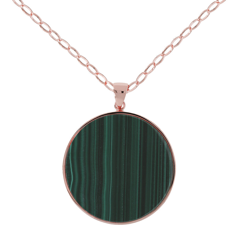 Bronzallure Alba Stone Maxi Disc Long Necklace Malachite WSBZ00708.GM