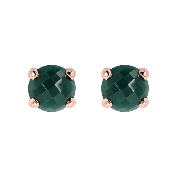 Bronzallure Felicia Round Faceted Green Chalcedony Stone Earrings WSBZ00279.G