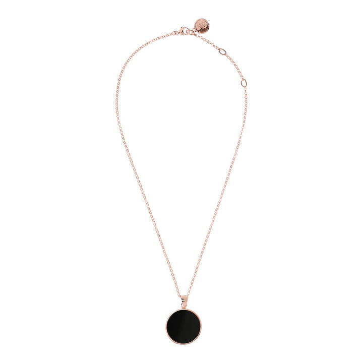 Bronzallure Alba Medium Stone Disc Necklace Black Onyx WSBZ00702.B