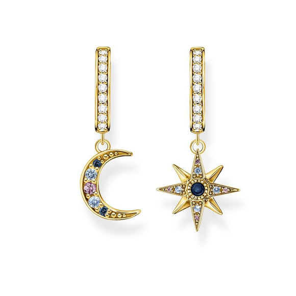 Thomas Sabo Hoop Earrings Royalty Star & Moon Gold TCR682Y