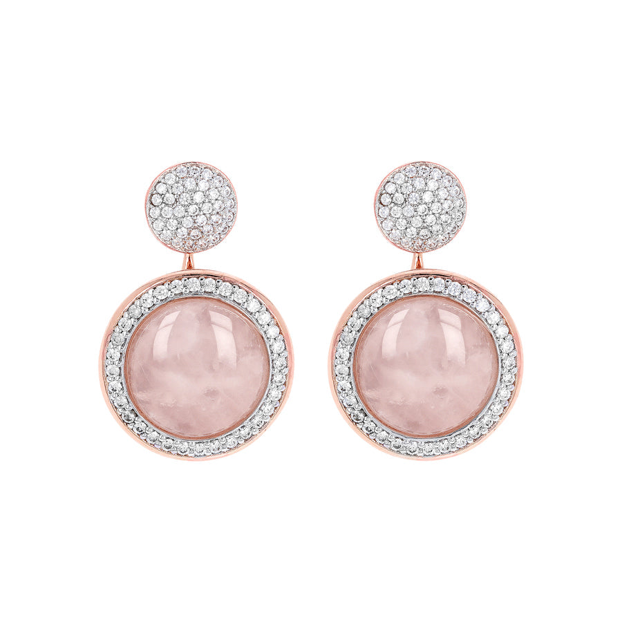 Bronzallure Preziosa Milanese Drop Rose Quartz Stone Earrings WSBZ00677.R