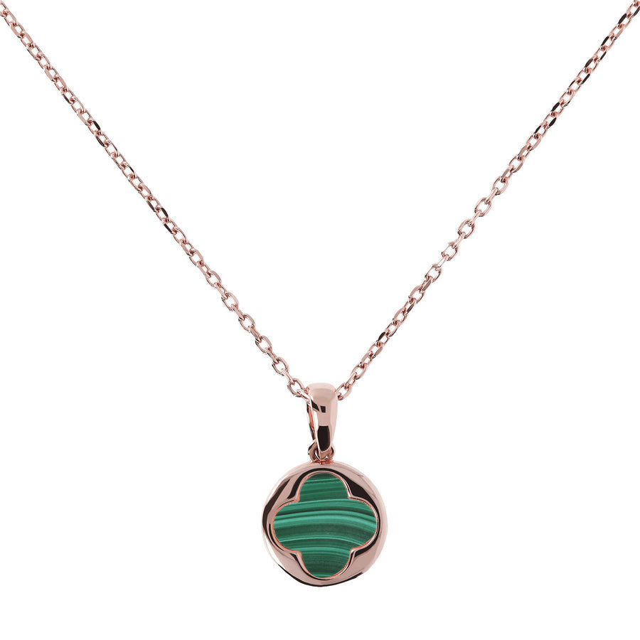 Bronzallure Alba Small Four-Leaf Clover Necklace Malachite WSBZ00916.GM