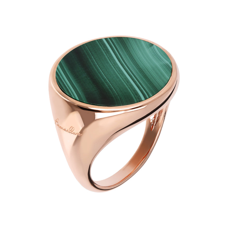 Bronzallure Alba Natural Stone Chevalier Ring Malachite WSBZ00711.GM