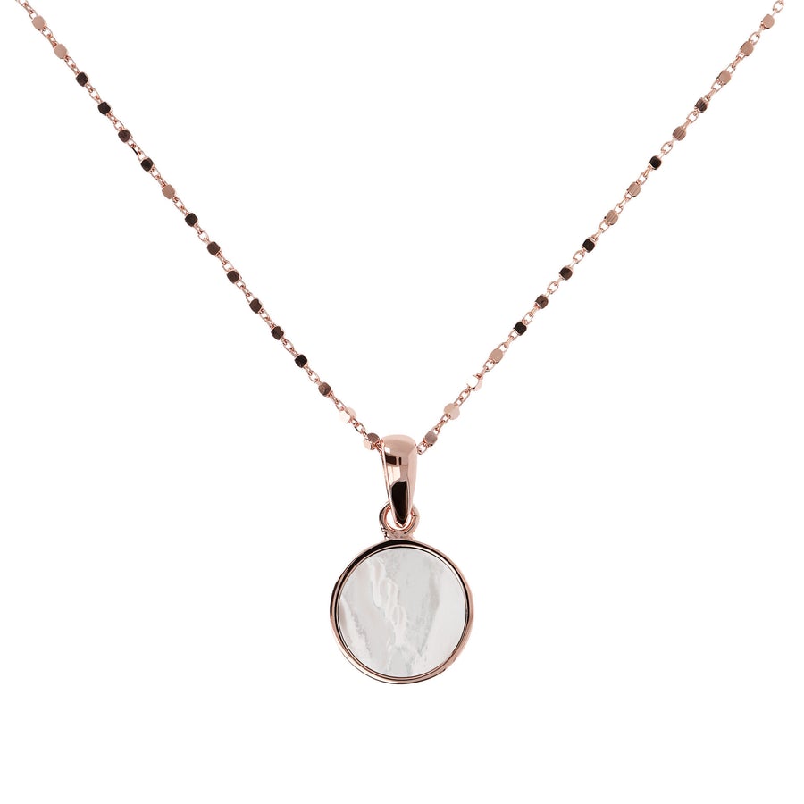 Bronzallure Alba Small Disc Pendant Necklace White Mother of Pearl WSBZ01022.WM