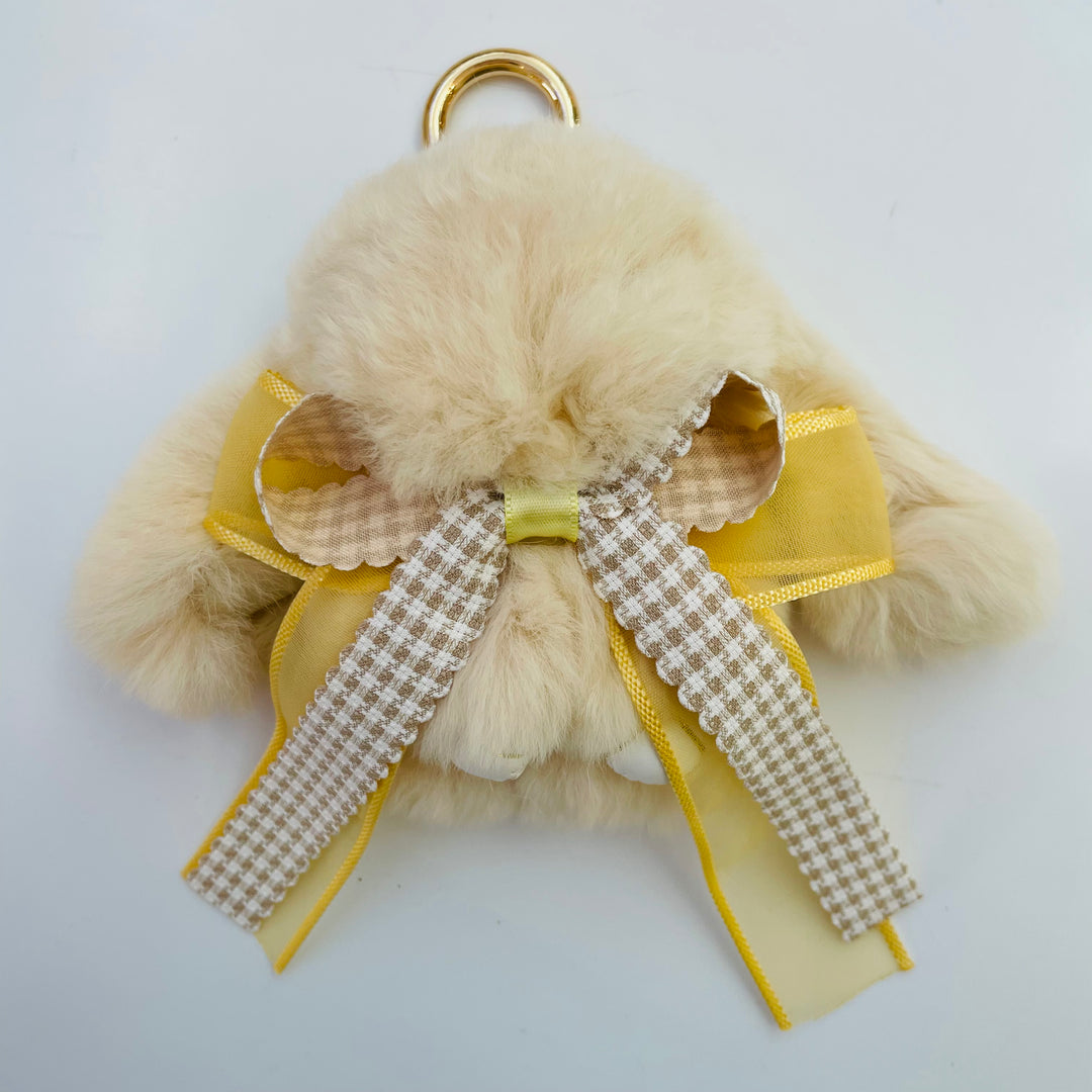 7-Degrees Accessories Plush Bunny with Ribbon Keyring and Bag Charm - 7CKRBNRB