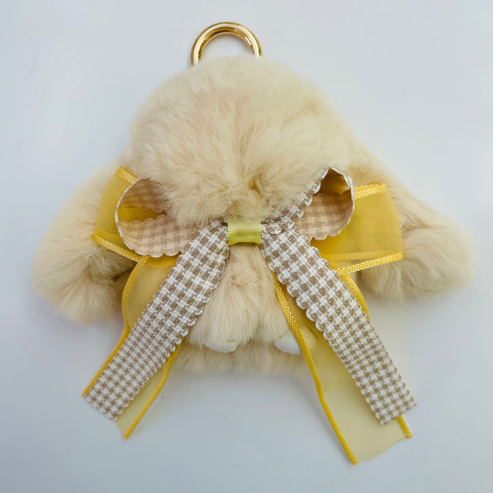 7-Degrees Accessories Plush Bunny with Ribbon Keyring and Bag Charm - 7CKRBNRB