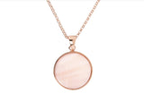 Bronzallure Alba Colored Stone Medium Disc Necklace Pink Mother of Pearl WSBZ00702.PM