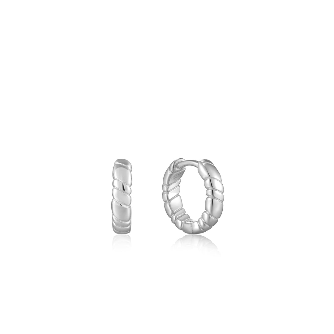 Ania Haie Silver Smooth Twist Huggie Hoops Earrings E038-02H