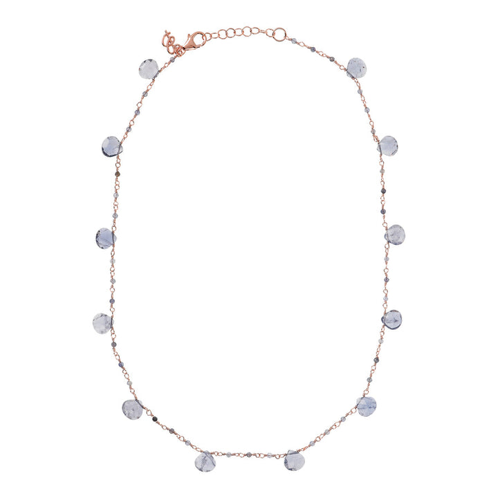 Bronzallure Variegata Rosary Necklace with Natural Iolite Stone WSBZ01554.IO