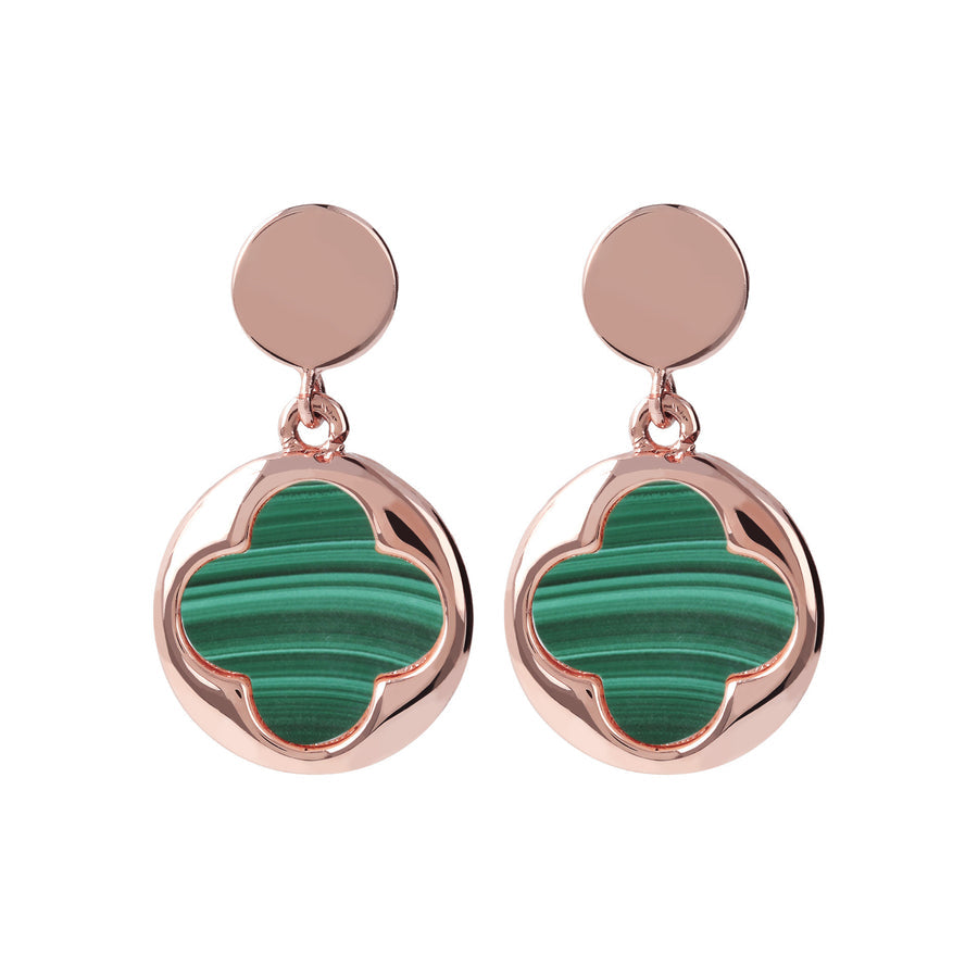 Bronzallure Alba Four-Leaf Clover Dangle Earrings Malachite WSBZ00914.GM