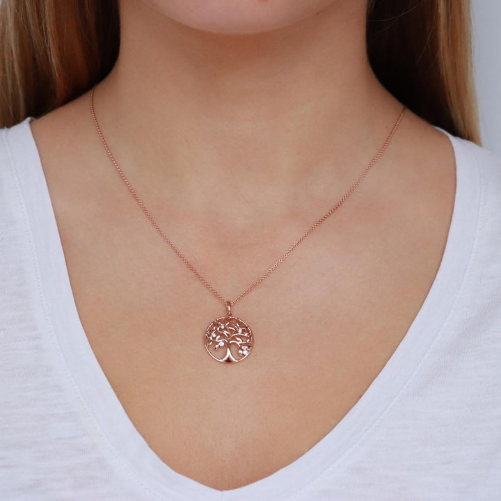 Tree of Life Pendant with 0.05ct Diamonds in 9K Rose Gold